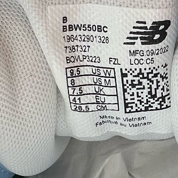 New Balance 550 "White/University Blue" Women's Sneakers Size 9.5 - Picture 9 of 9